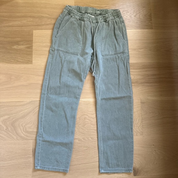 Carly Jean Los Angeles Pants - Carly Jean Casual Drawstring Waist Green Utility Pants